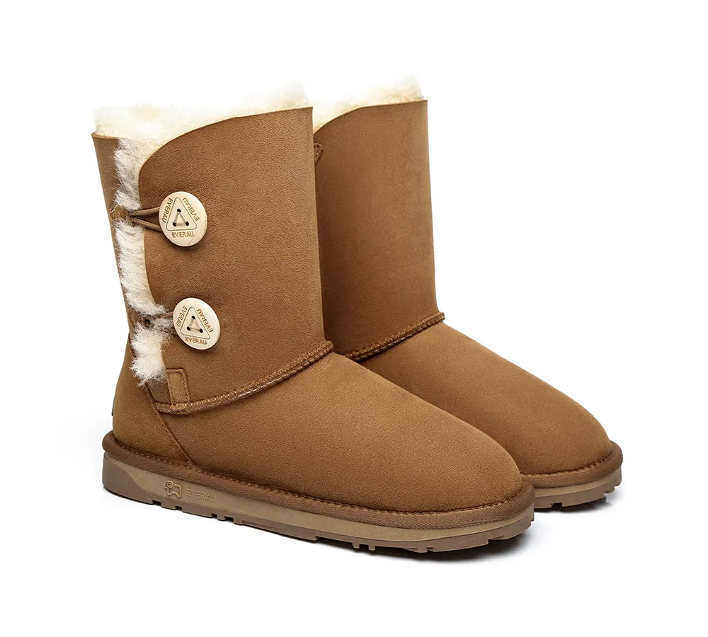 EVERAU® UGG Boots Sheepskin Wool Short Twin Button