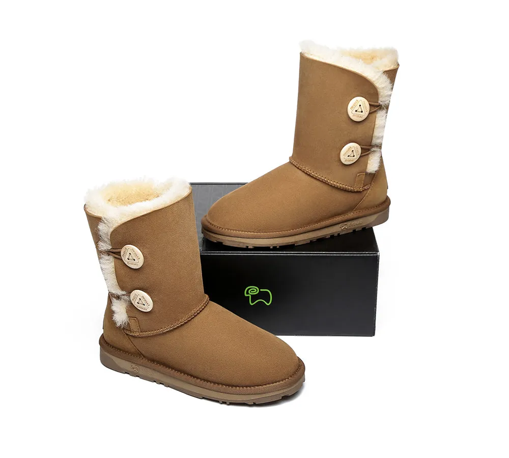 EVERAU® UGG Boots Sheepskin Wool Short Twin Button