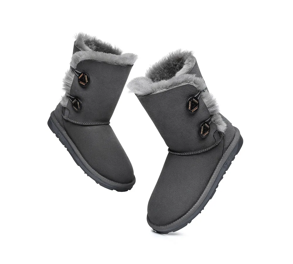 EVERAU® UGG Boots Sheepskin Wool Short Twin Button