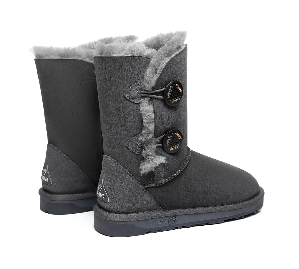 EVERAU® UGG Boots Sheepskin Wool Short Twin Button