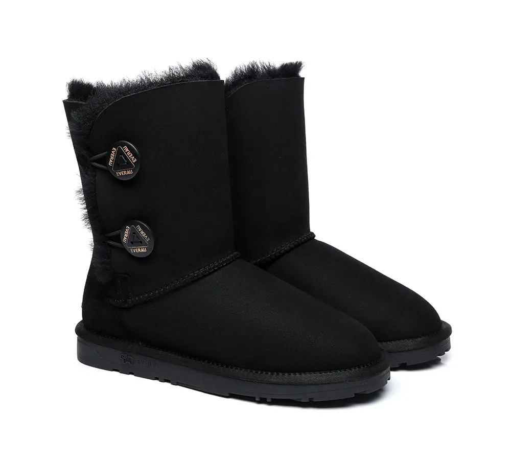 EVERAU® UGG Boots Sheepskin Wool Short Twin Button