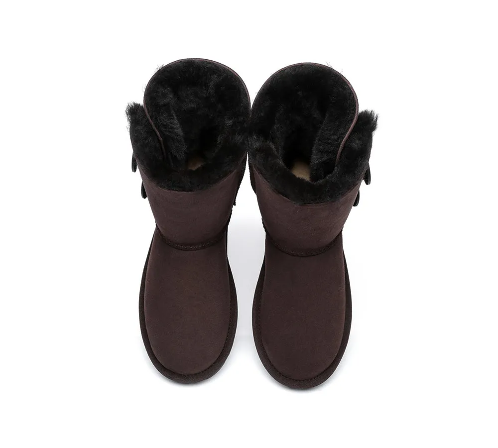 EVERAU® UGG Boots Sheepskin Wool Short Twin Button