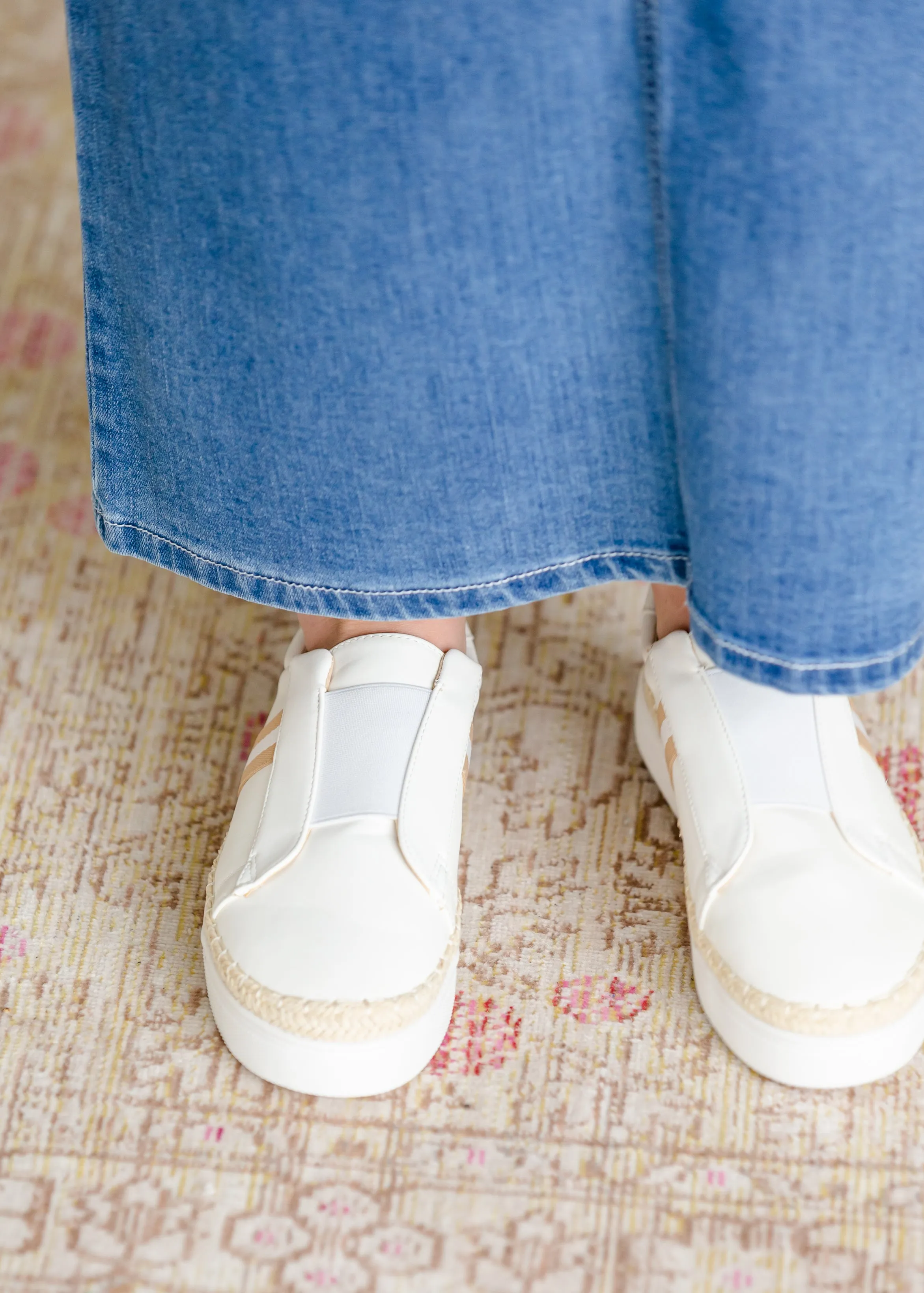 Faux Leather Rope Detail White Sneaker - FINAL SALE