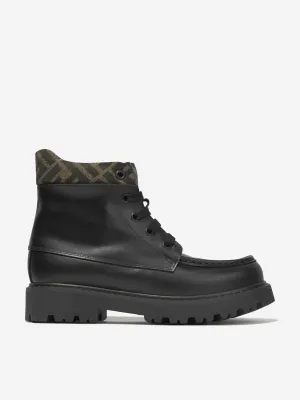 Fendi Kids Leather FF Logo Boots