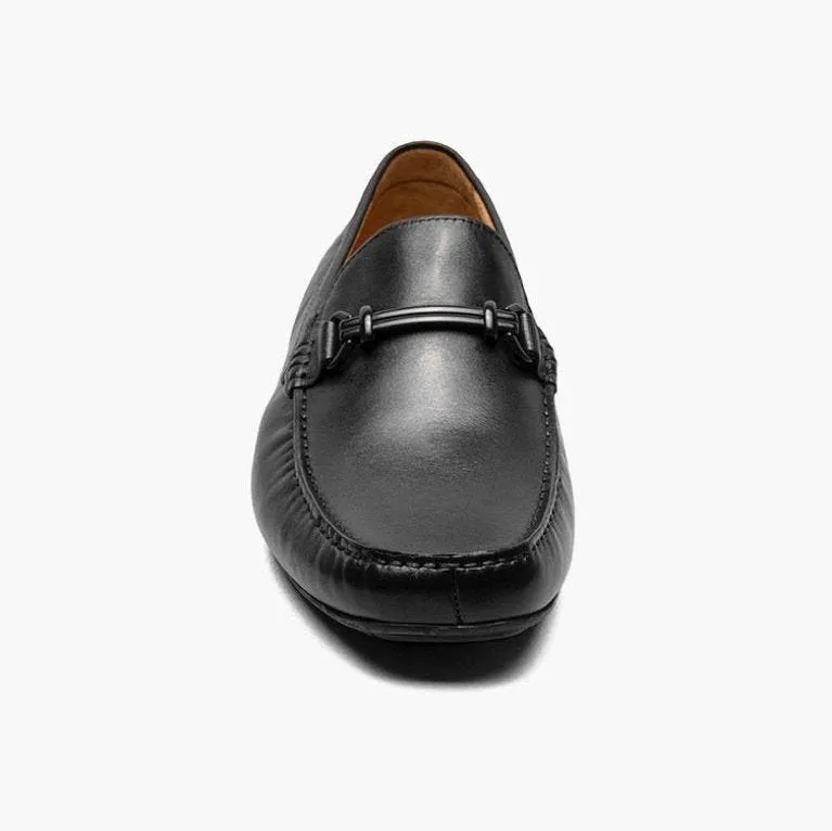 Florsheim Mens Talladega Solid Black Slip-on Moc Toe Bit Loafer Dress Shoes