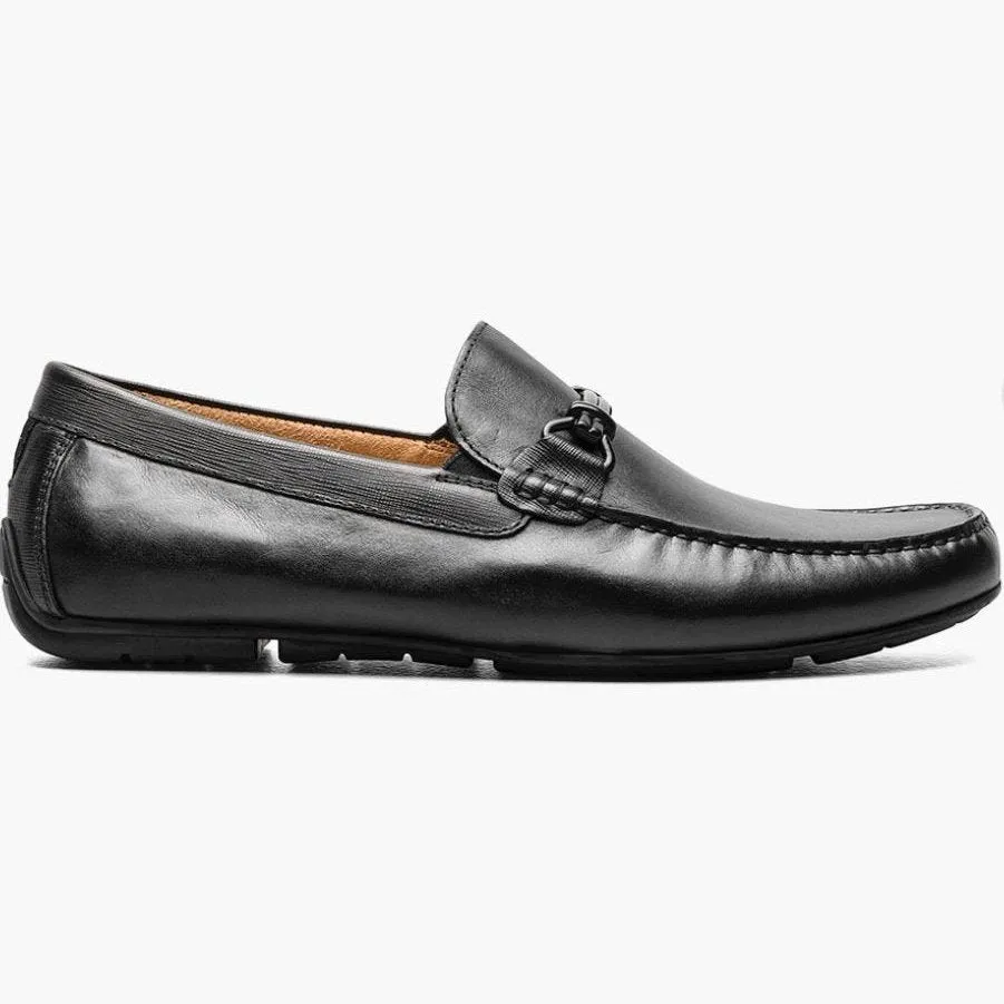 Florsheim Mens Talladega Solid Black Slip-on Moc Toe Bit Loafer Dress Shoes