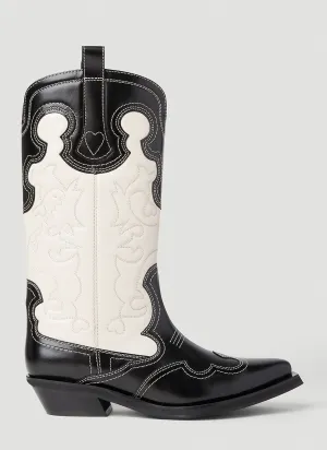 GANNI Embroidered Western Boots