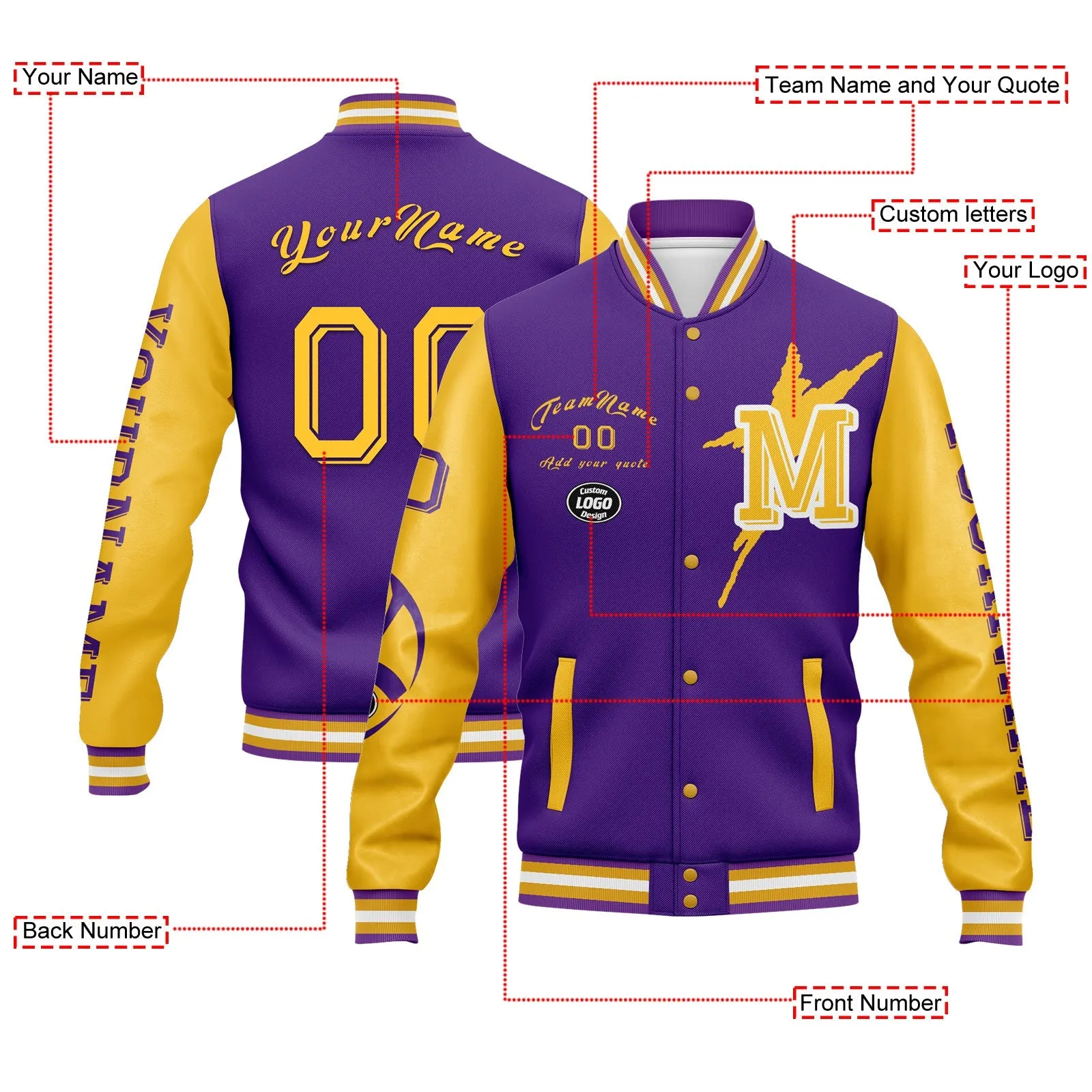 Gift Ideas,Custom Purple Yellow Minnesota Jacket and Sports Shoes Combo Offer Personalized Combo ZH-D020294-17