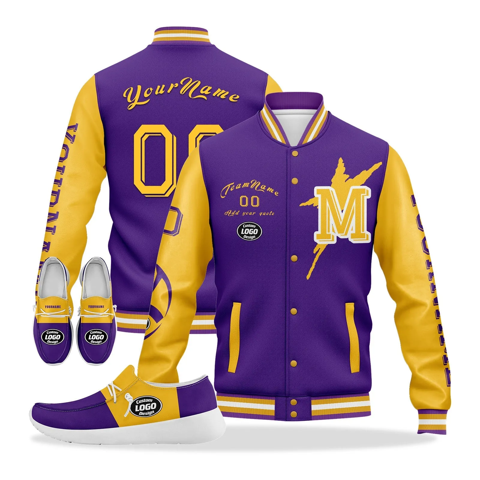 Gift Ideas,Custom Purple Yellow Minnesota Jacket and Sports Shoes Combo Offer Personalized Combo ZH-D020294-17