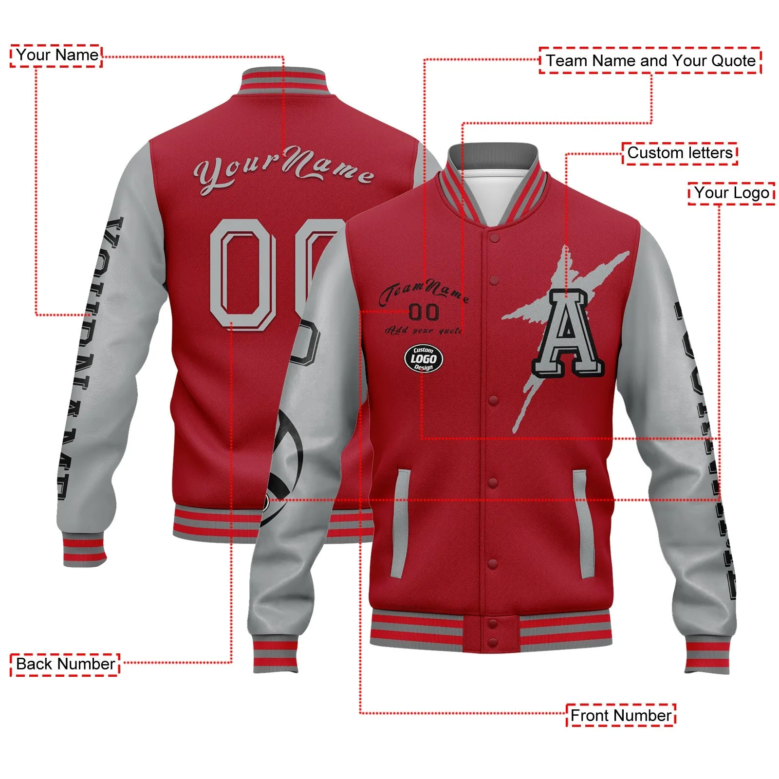 Gift Ideas,Custom Red Gray Black Atlanta Jacket and Sports Shoes Combo Offer Personalized Combo ZH-D020294-3