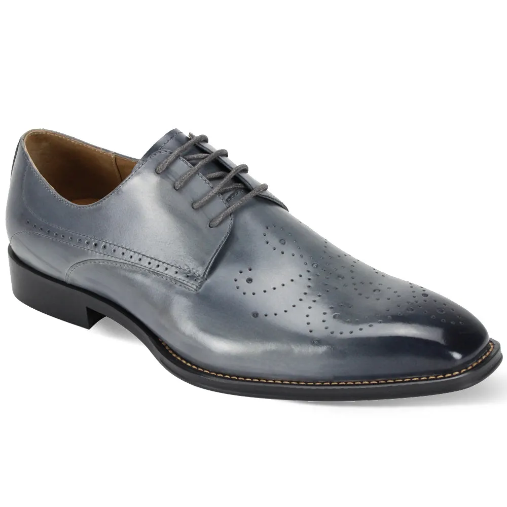 Giovanni Men's Gray Lace Up Oxford Leather Dress Shoes