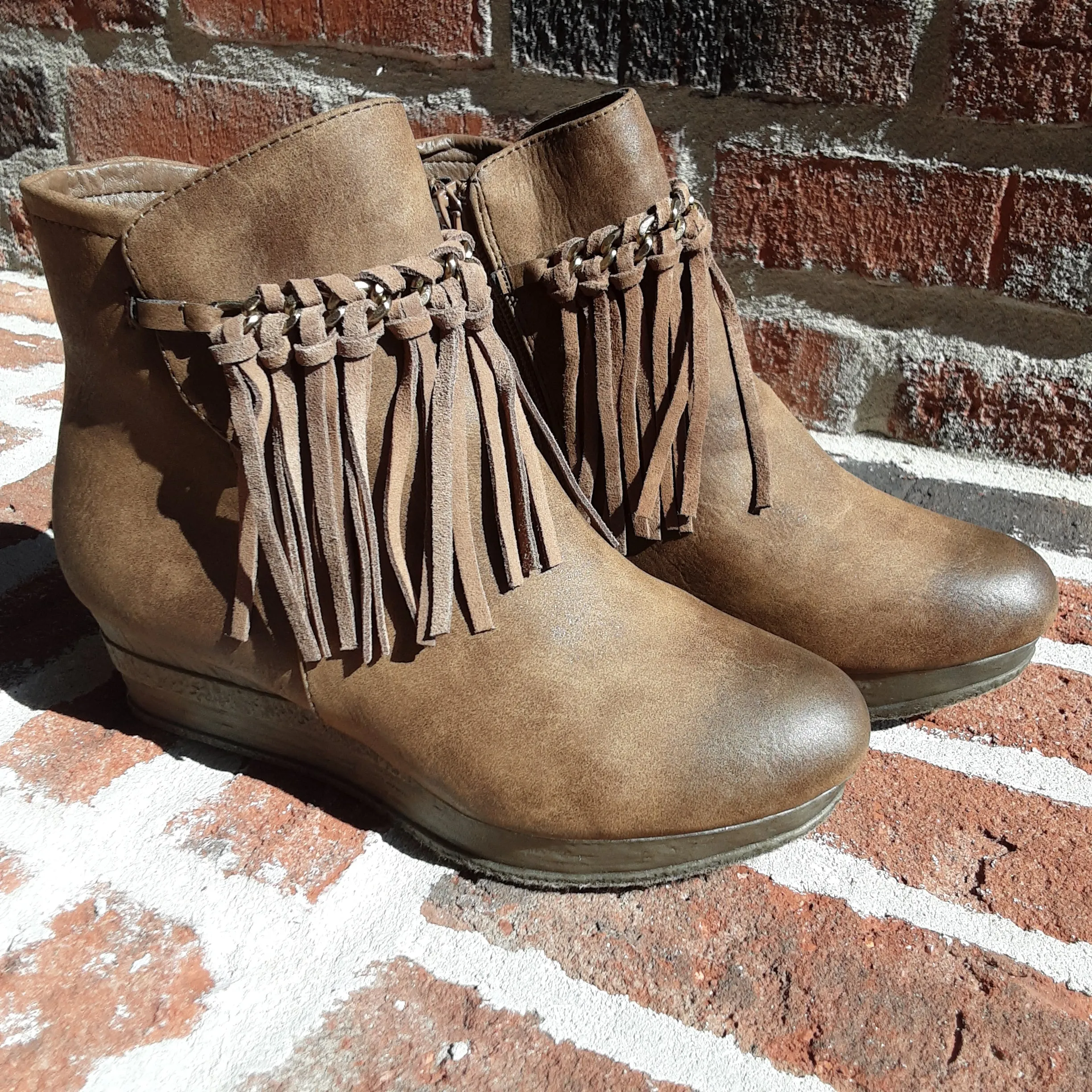 Girls Wedge Fringe Side Zip Boots | Volatile Kids | Haley