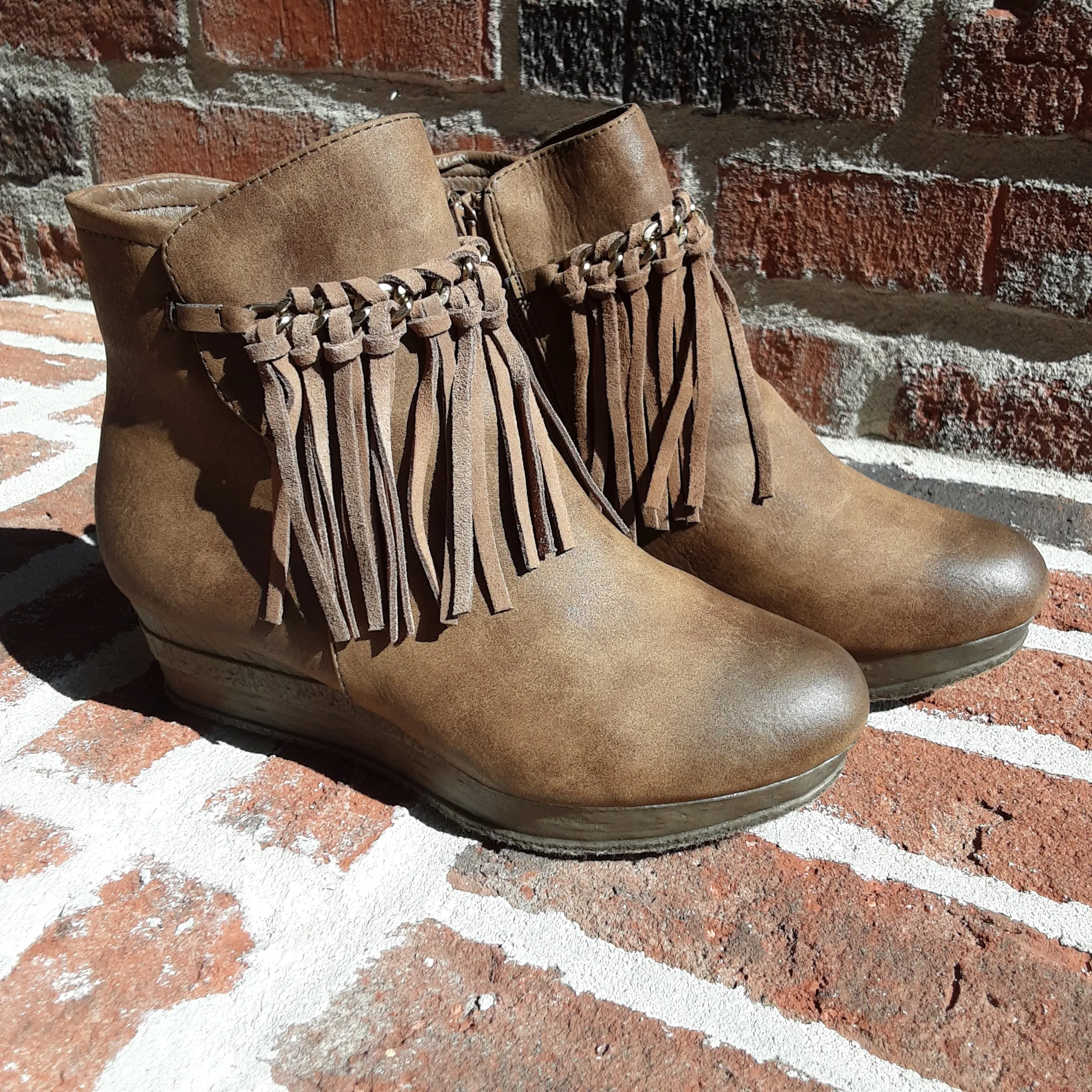 Girls Wedge Fringe Side Zip Boots | Volatile Kids | Haley