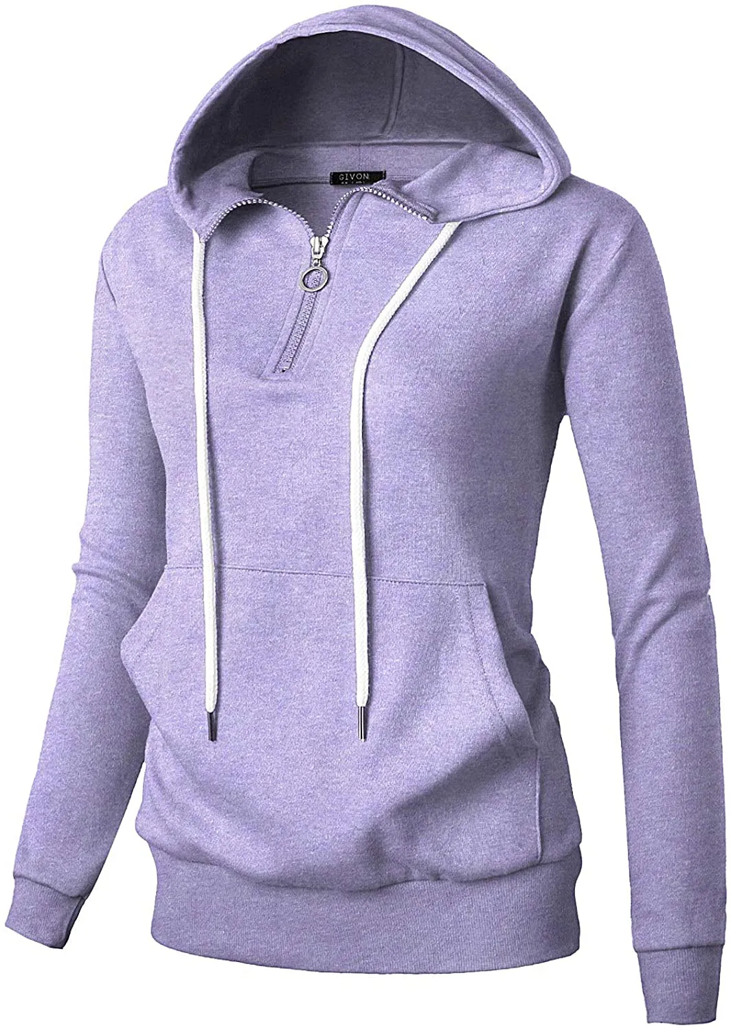 GIVON Womens Comfortable Long Sleeve Lightweight Zip-up Hoodie with Kanga Pocket(XS~4XL)