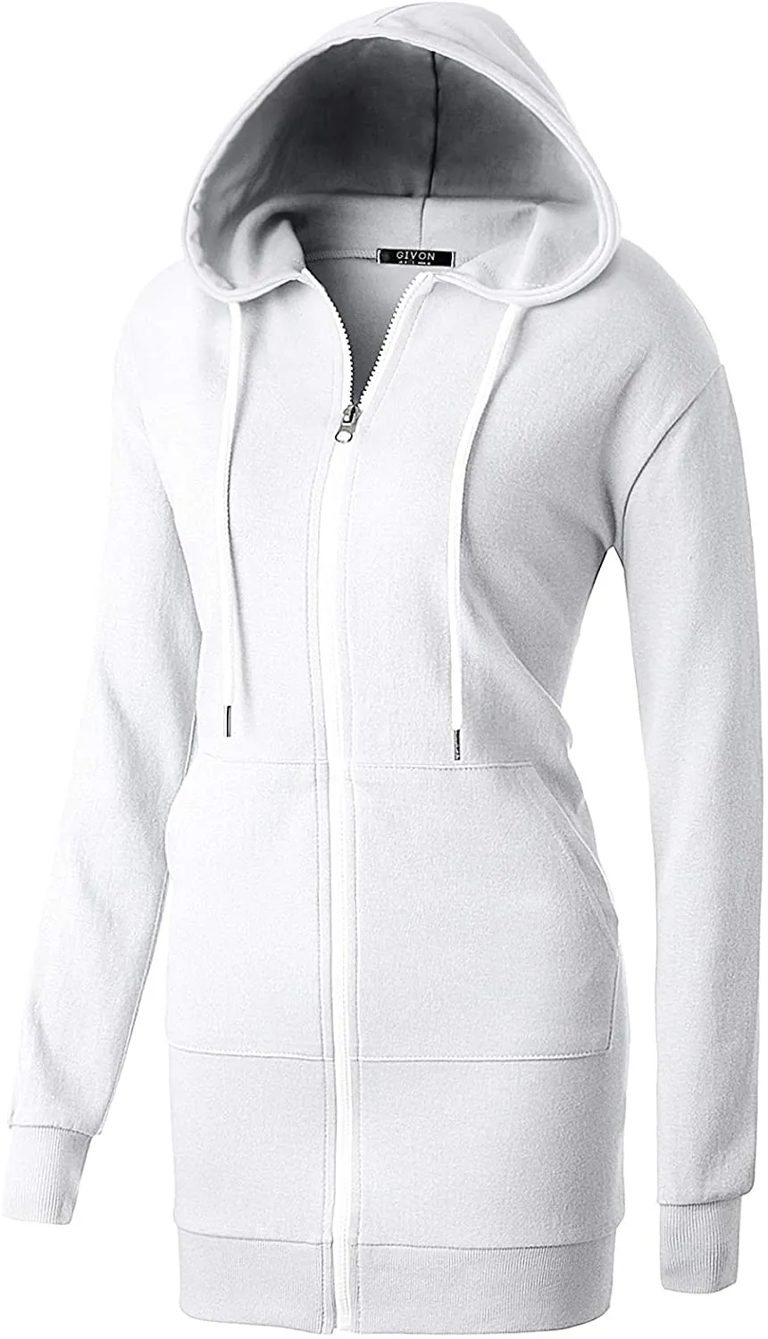 GIVON Womens Comfortable Long Sleeve Lightweight Zip-up Hoodie with Kanga Pocket(XS~4XL)