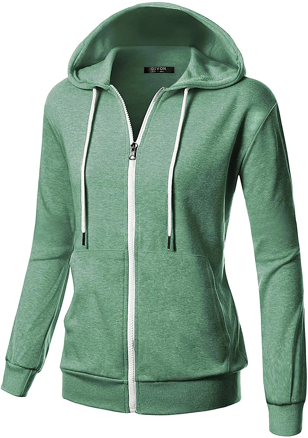 GIVON Womens Comfortable Long Sleeve Lightweight Zip-up Hoodie with Kanga Pocket(XS~4XL)