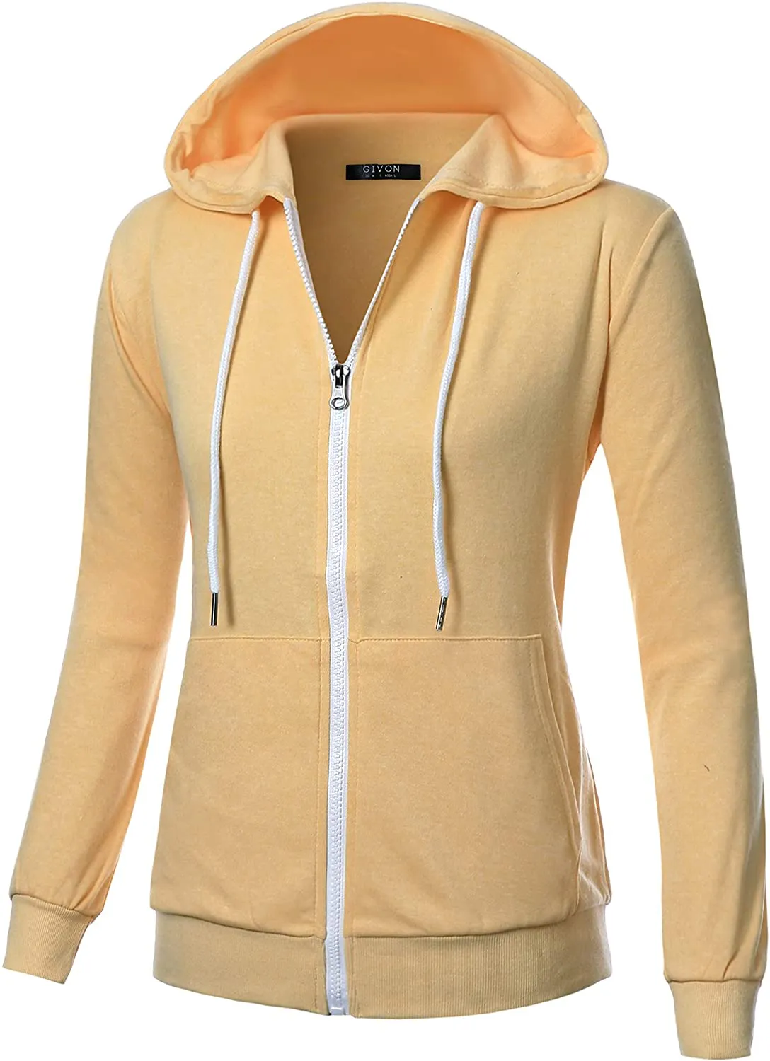 GIVON Womens Comfortable Long Sleeve Lightweight Zip-up Hoodie with Kanga Pocket(XS~4XL)