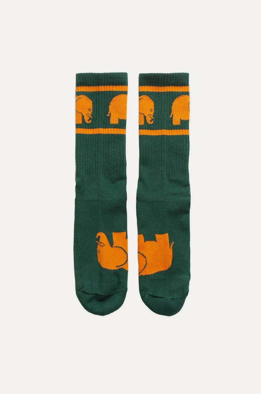 Green Organic Cotton Athletic Socks