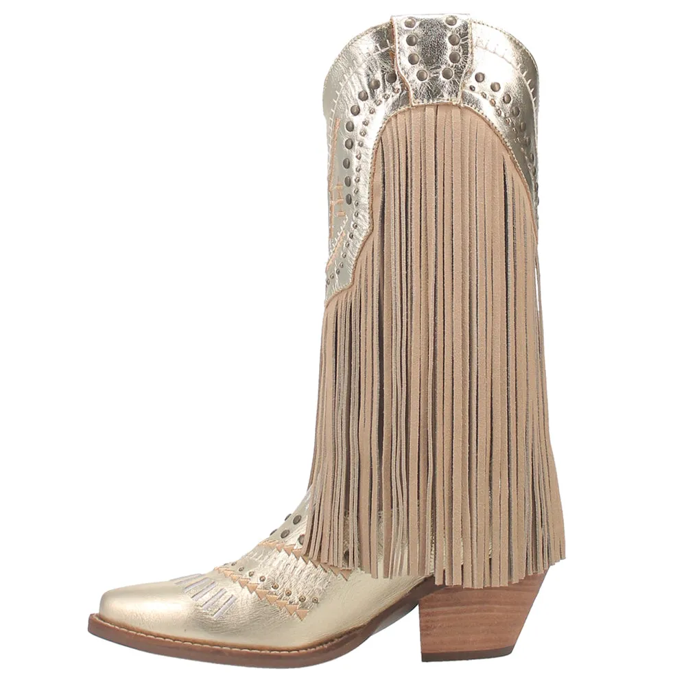 Gypsy Studded Fringe Metallic Snip Toe Cowboy Boots