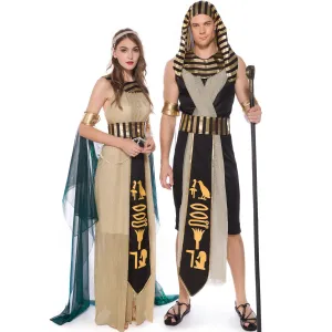 Halloween Egyptian Pharaoh Queen Couples Myth Cleopatra Goddess Outfit