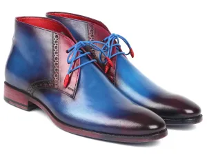 Handcrafted Blue & Purple Chukka Boots for Men by Paul Parkman