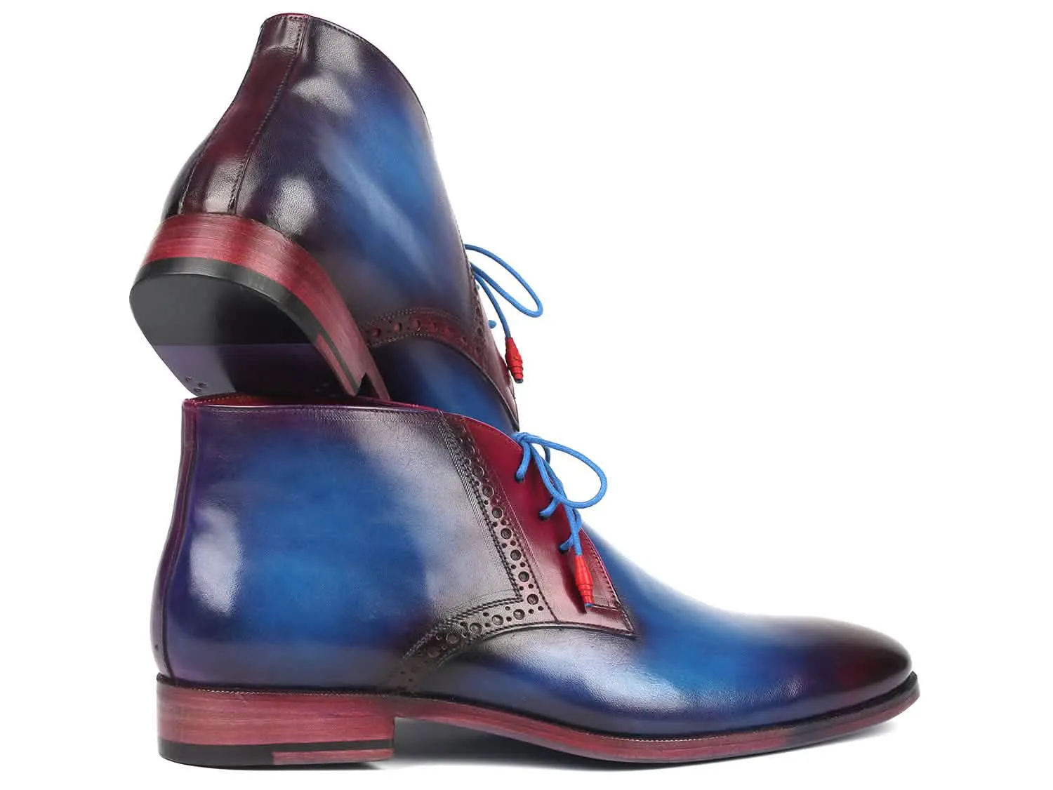 Handcrafted Blue & Purple Chukka Boots for Men by Paul Parkman