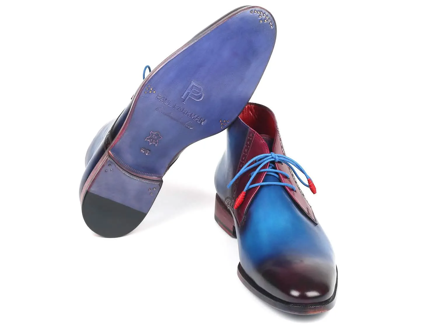 Handcrafted Blue & Purple Chukka Boots for Men by Paul Parkman