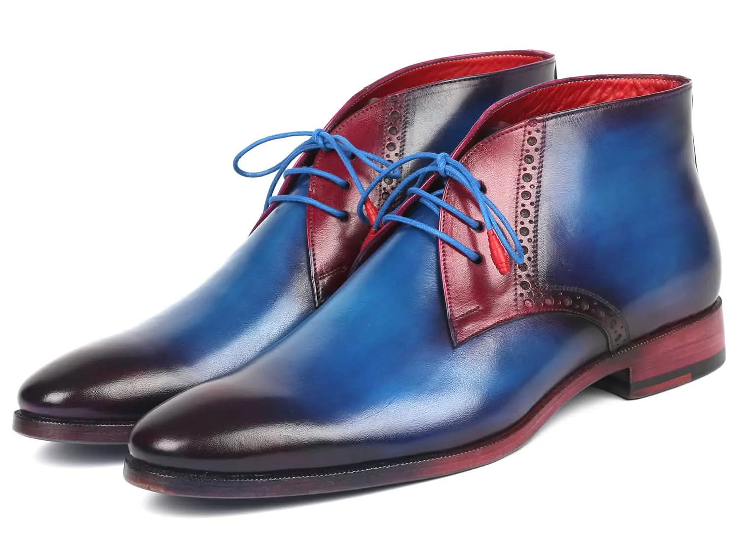 Handcrafted Blue & Purple Chukka Boots for Men by Paul Parkman