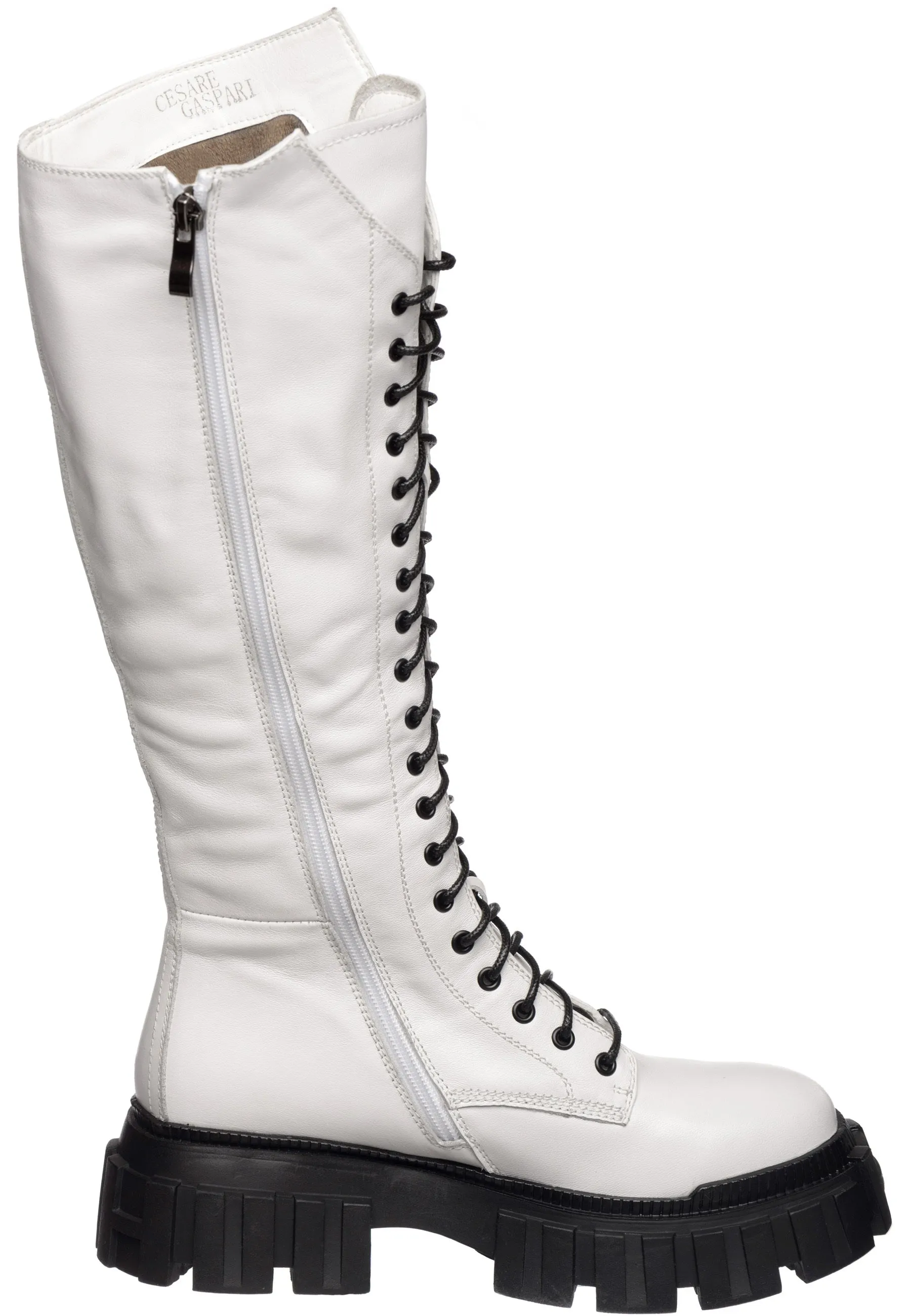 High-Rise Combat Boots - White