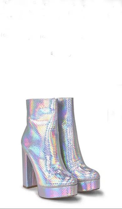 Holographic sparks Platform Boots