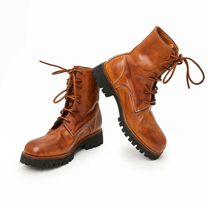 Horse Leather Oxford Boots For Women Sweet and Cool Ankle Boots in Black/Brown/Coffee