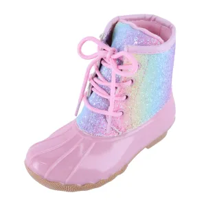 Josmo Kid's Rainbow Glitter and Pink Rain Boot