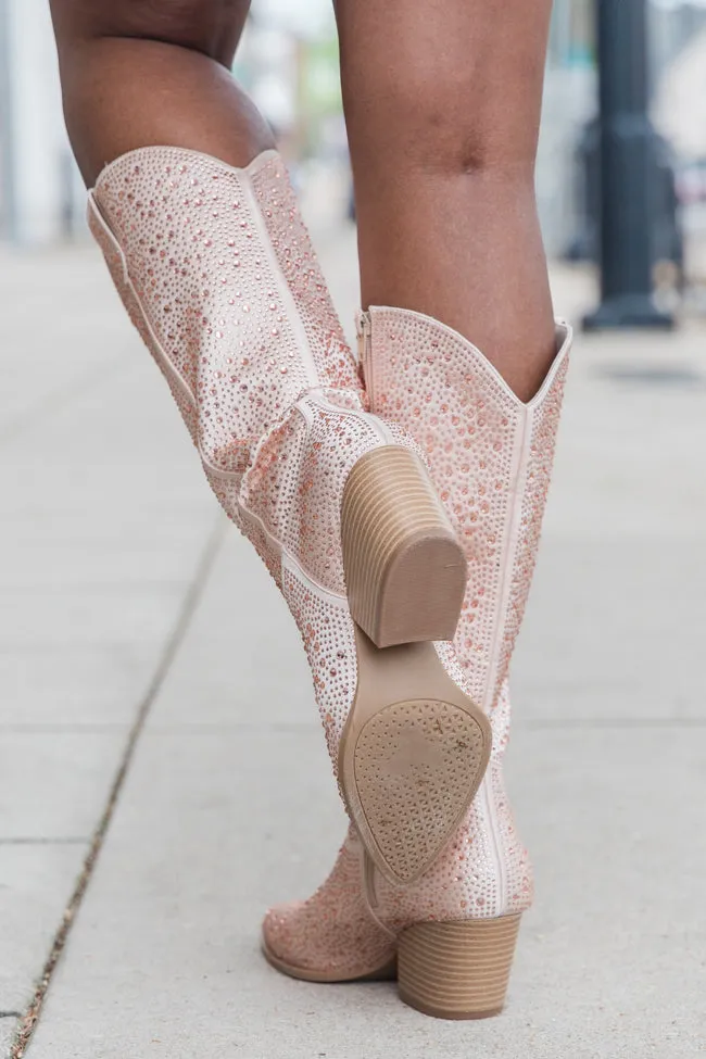 June Taupe Rhinestone Boots