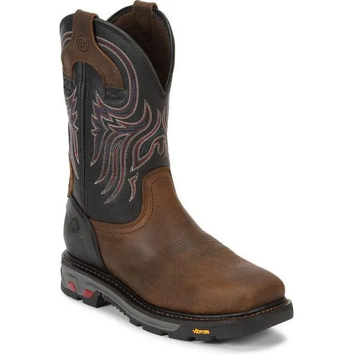 Justin Men's Tanker 11" Steel Toe Western Work Boot -Brown- WK2104