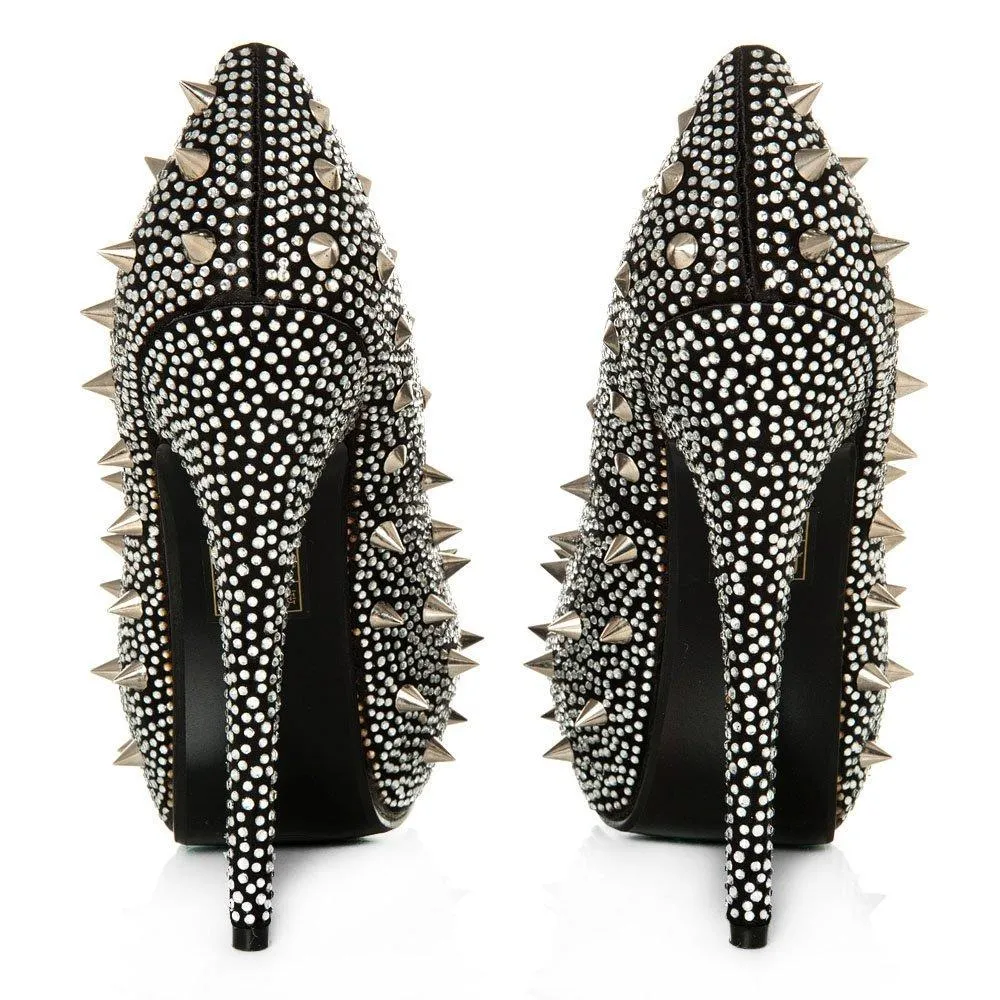 Kacey Concealed Platform Stiletto High Heeled Spiky Studded Court Shoes