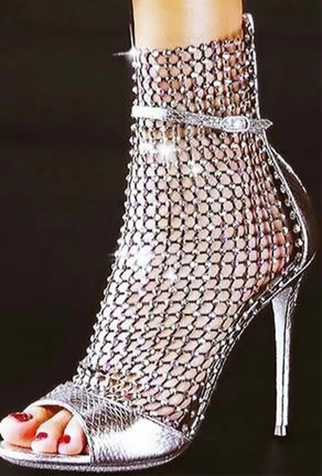 KRYSTAL - SPARKLING MESH HEELS