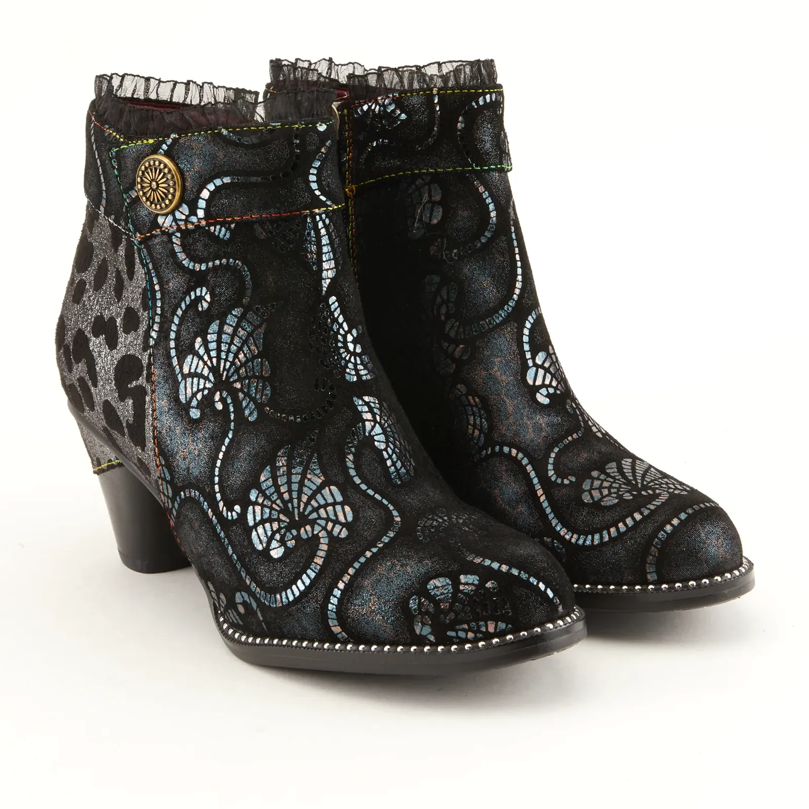 L'Artiste Dessa Heeled Ankle Boot (Women) - Black Multi