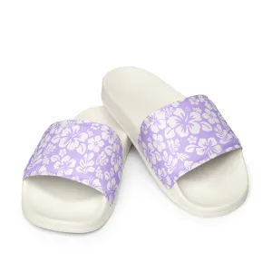 Lavender and White Hawaiian Flowers Women’s Slides Sandals