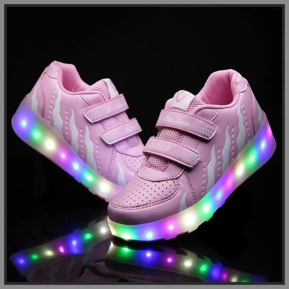 Led Roller Shoes For Kids 1 or 2 Wheel Options - Pink  | Led Light Roller Heel Wheel Shoes