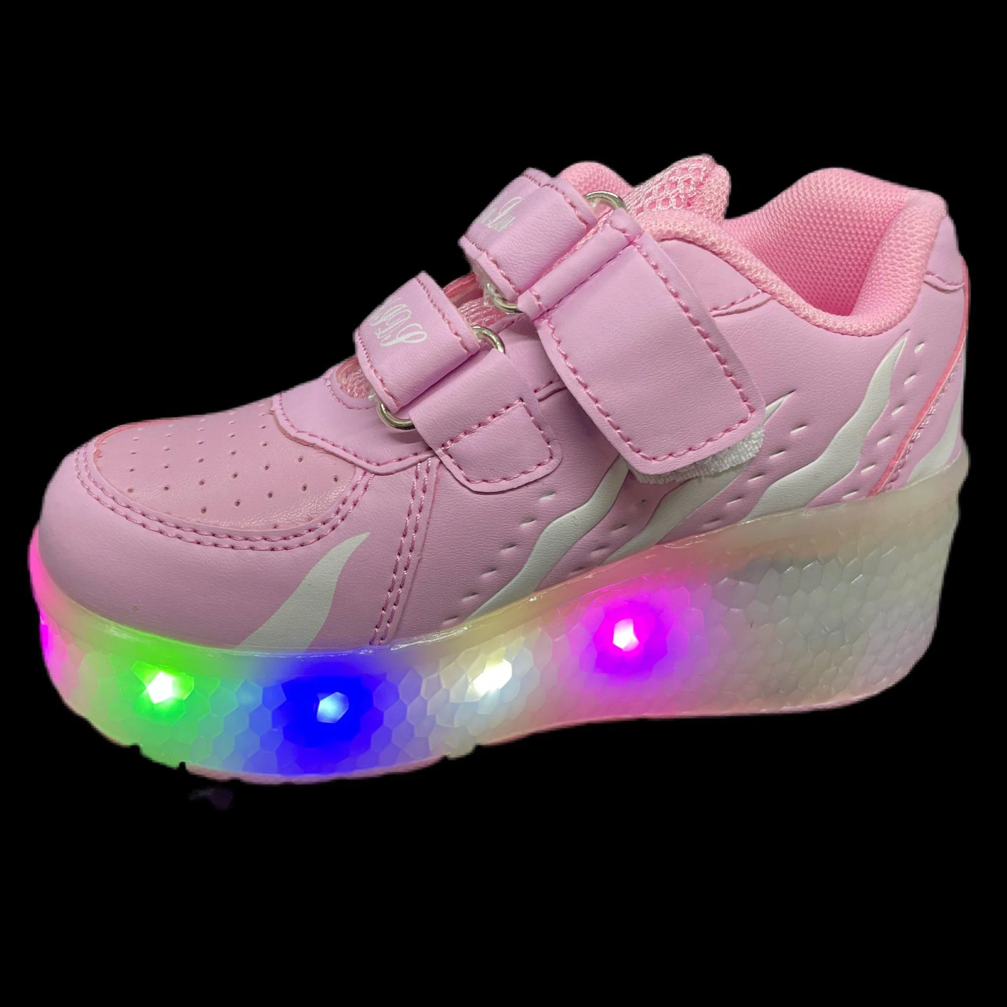 Led Roller Shoes For Kids 1 or 2 Wheel Options - Pink  | Led Light Roller Heel Wheel Shoes