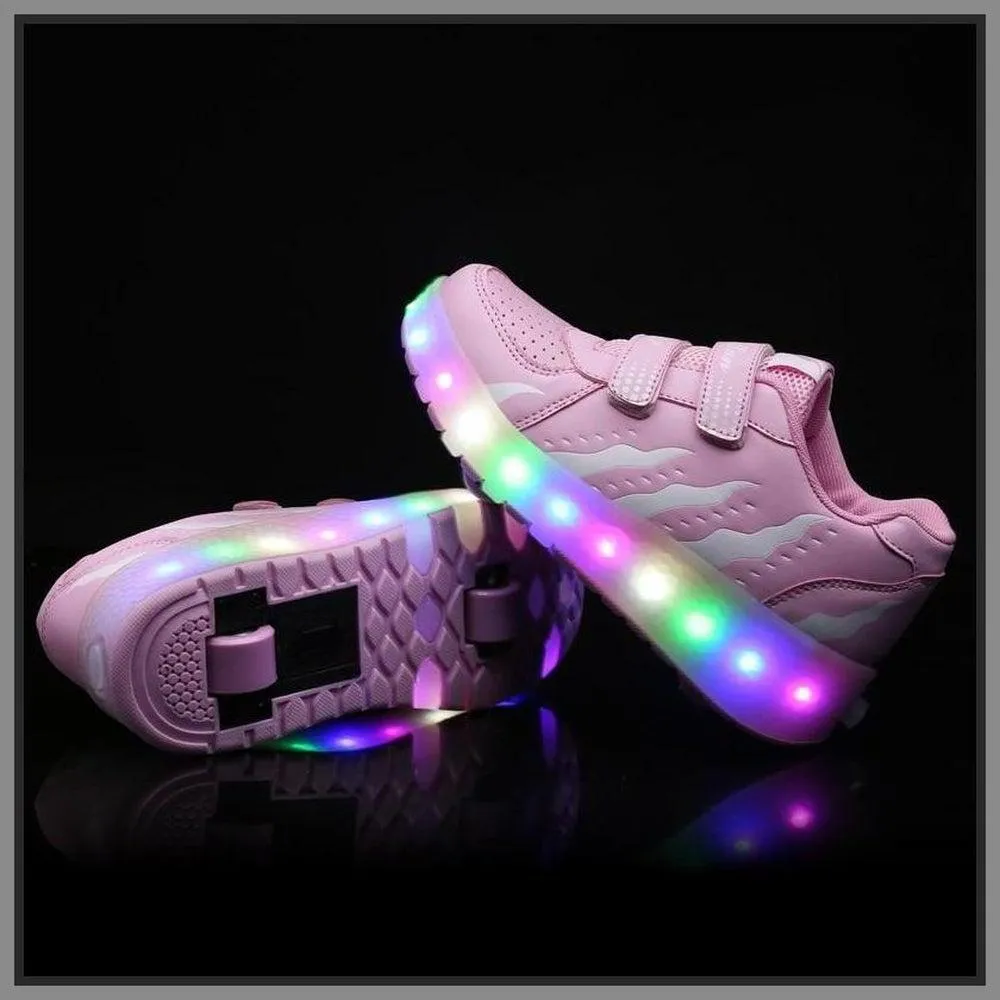 Led Roller Shoes For Kids 1 or 2 Wheel Options - Pink  | Led Light Roller Heel Wheel Shoes