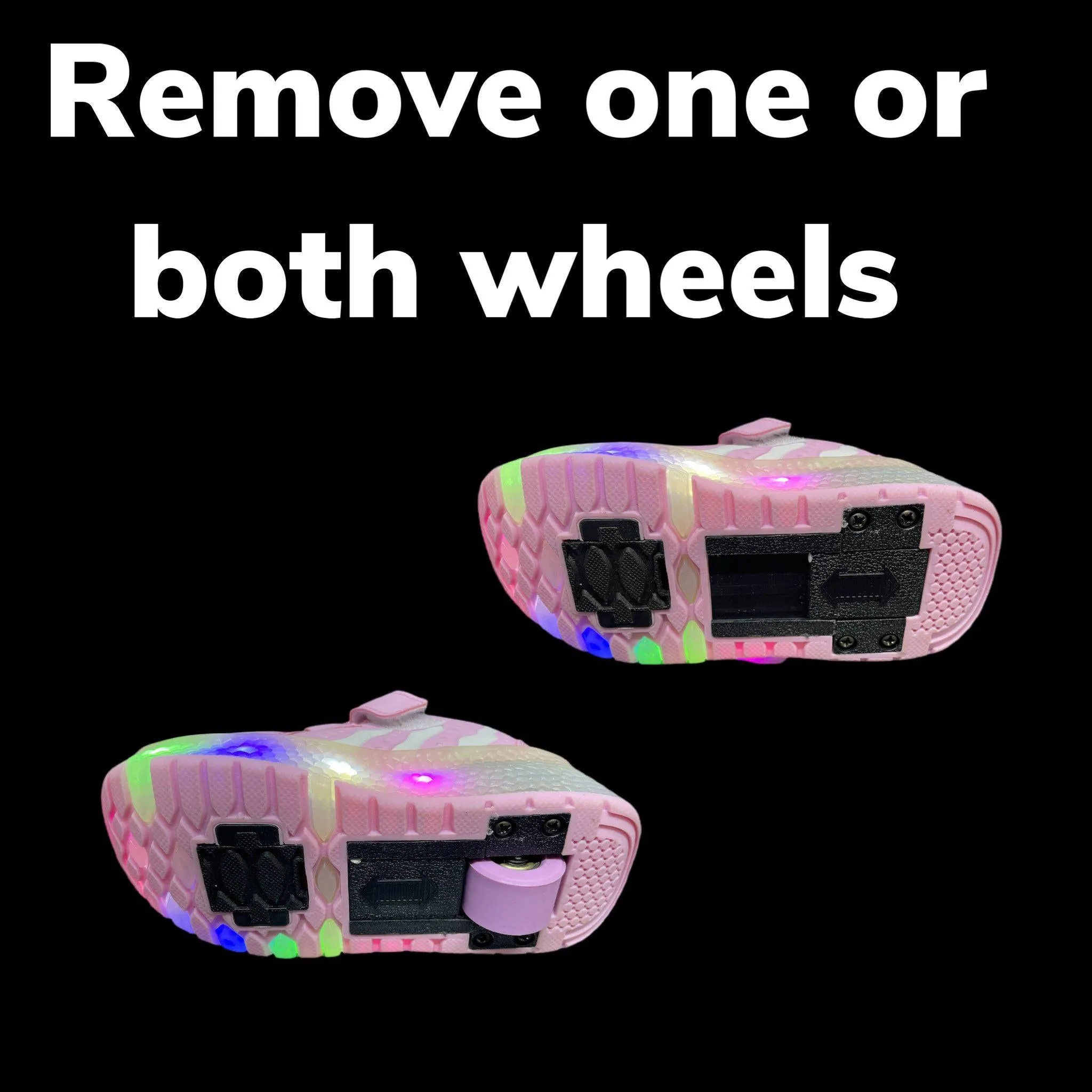 Led Roller Shoes For Kids 1 or 2 Wheel Options - Pink  | Led Light Roller Heel Wheel Shoes