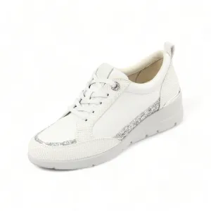 Lightweight Soft Sheepskin sneakers with Swarovski crystal glass eyelet and brightful glitter decoration #FJ103