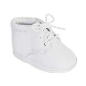 Little Boys White Lace-Up Closure Leather Christening Bootie Shoes 6 Toddler