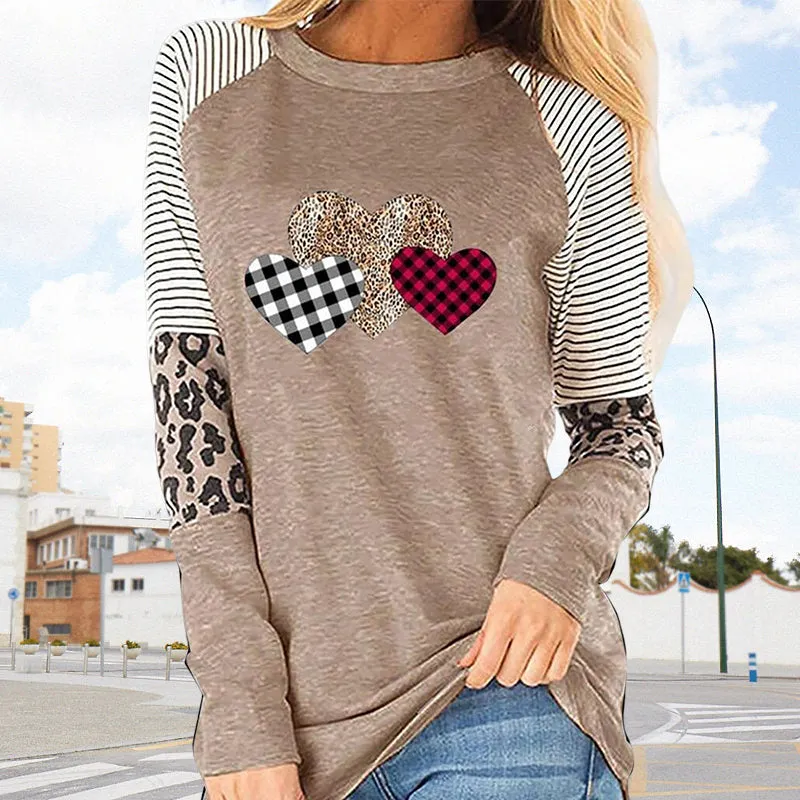 Long Sleeve Paneled Casual Crewneck T-Shirt