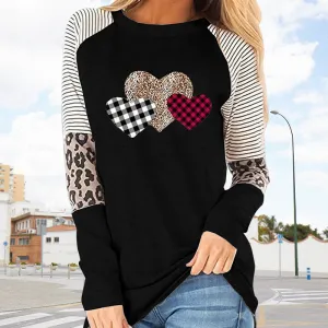 Long Sleeve Paneled Casual Crewneck T-Shirt