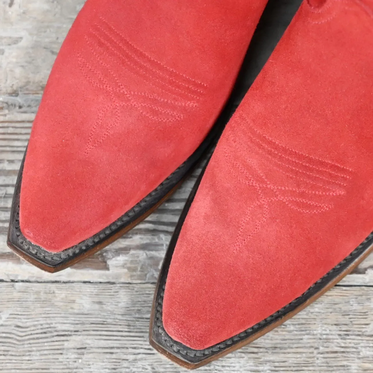 Lucchese Ladies Red Suede Bootie