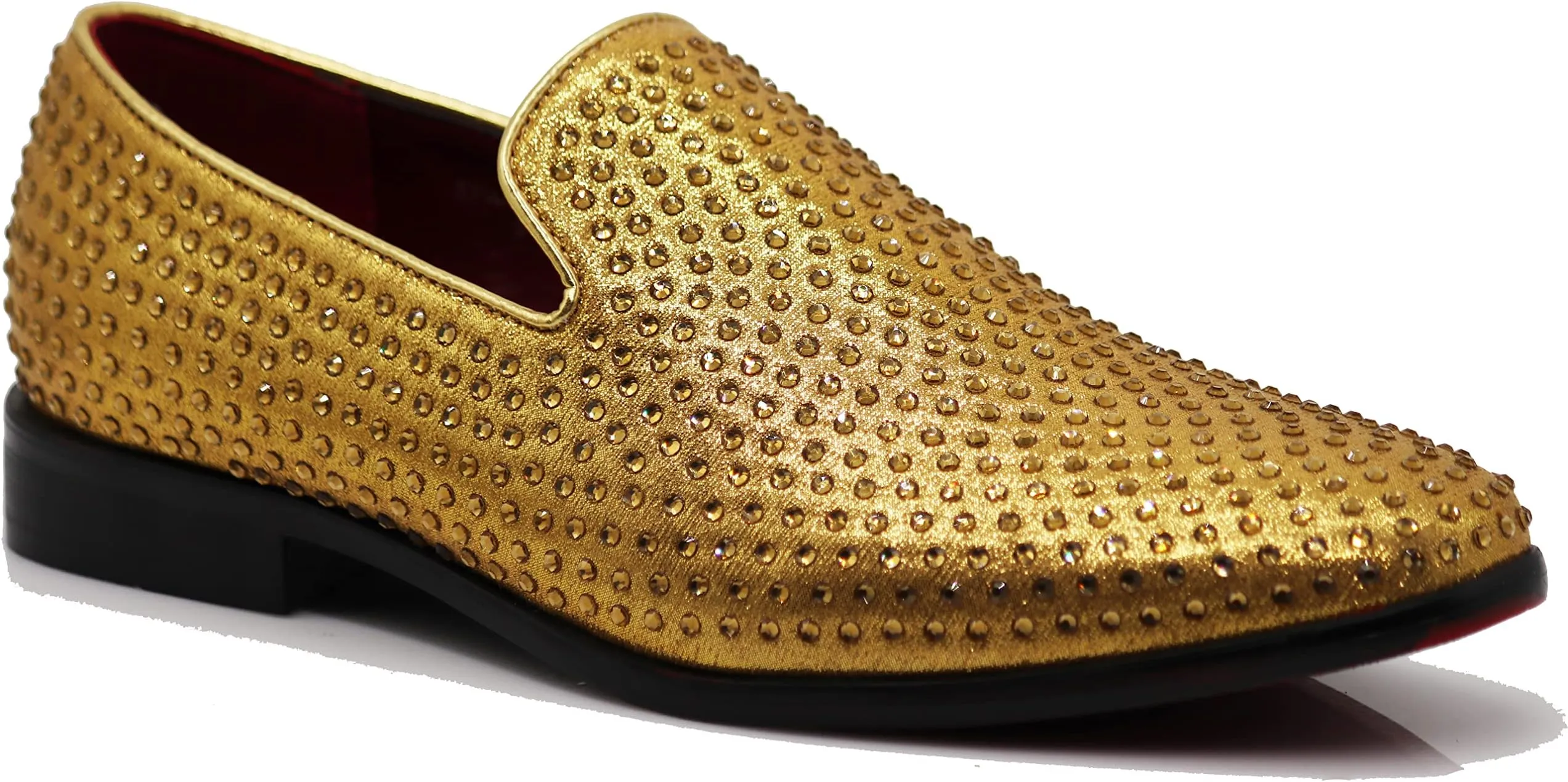 Men's Gold Velvet Rhinestone Studded Designer Shoes