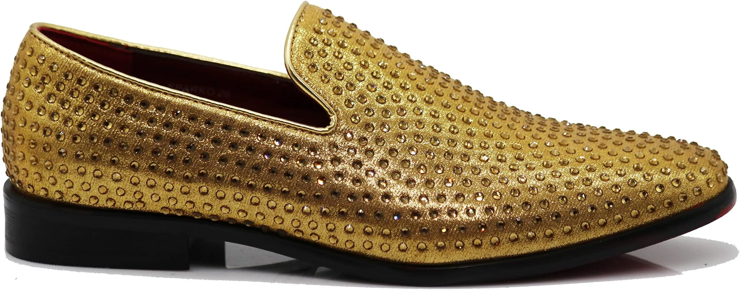 Men's Gold Velvet Rhinestone Studded Designer Shoes