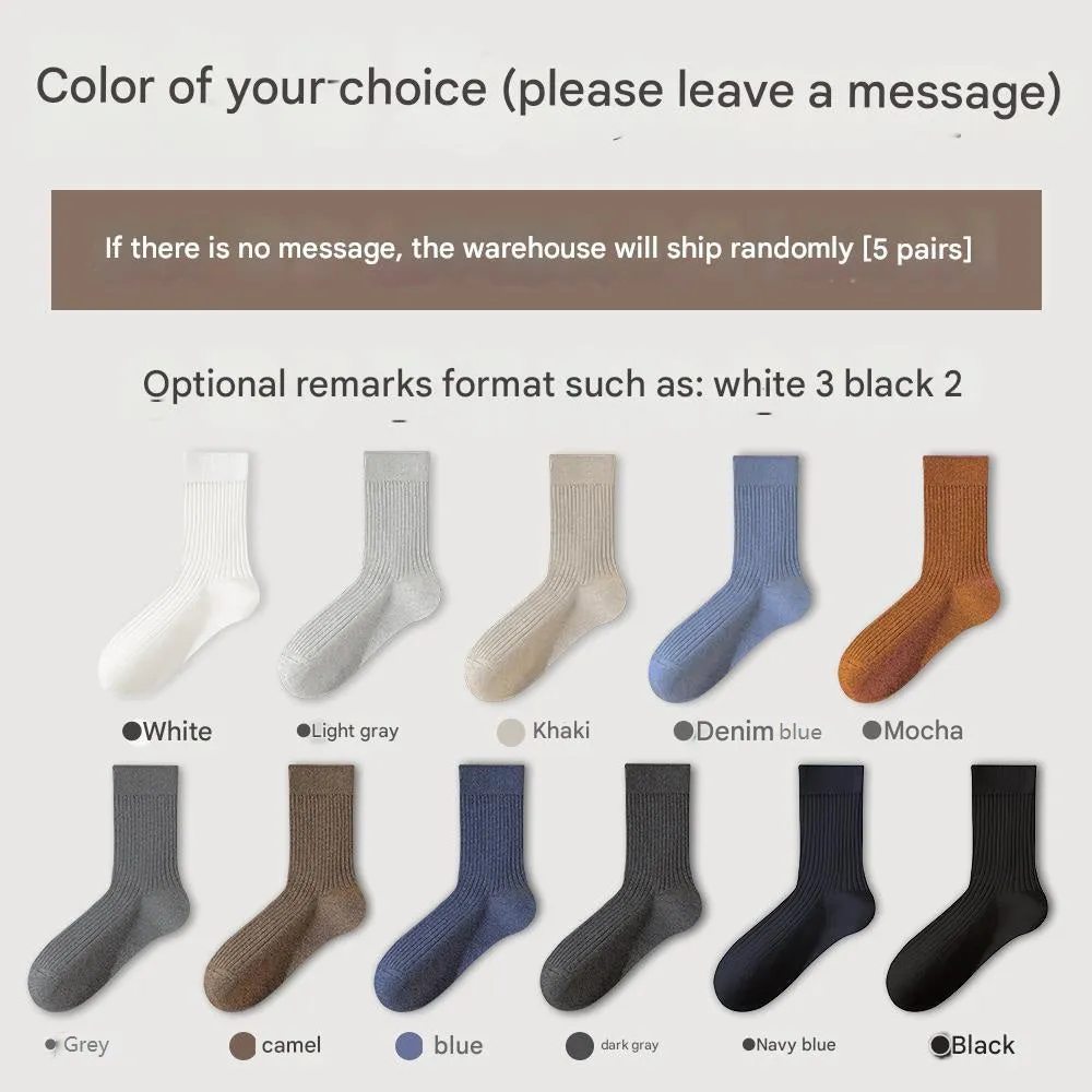 Men's Pure Cotton Mid-tube Business Socks